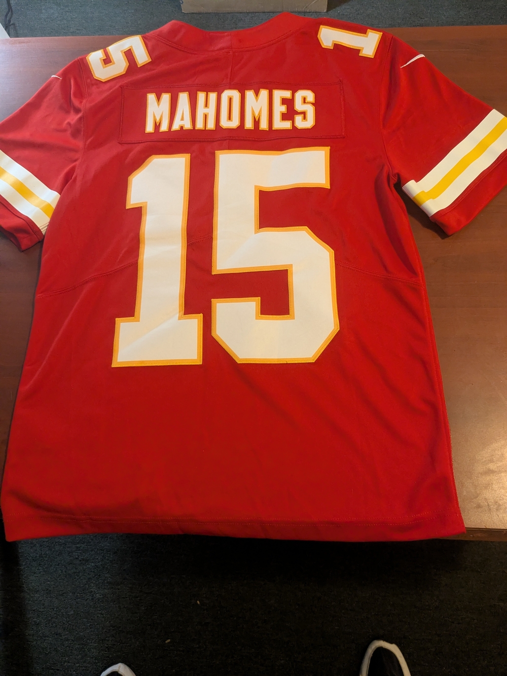 Kansas City Red #15 Football Jersey with White and Gold Accents